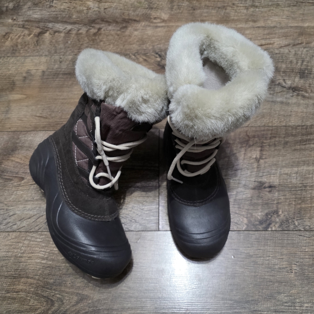 Columbia Fur-Lined Winter Boots - Brown and Cream Women 5.5
